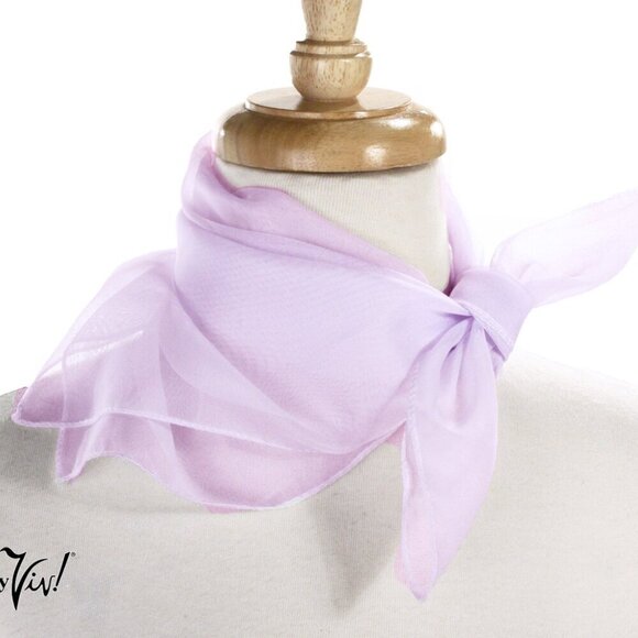 Lilac Sheer Chiffon Scarf 50s Style for Head Neck  21" Square - Hey Viv - Picture 4 of 8